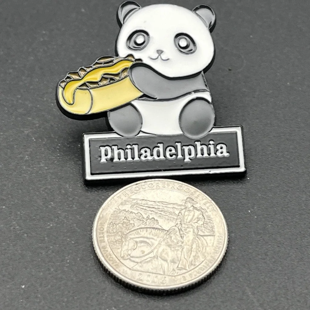 Panda Bear Philadelphia Philly Cheesesteak‎ Cute Lapel Hat Pin